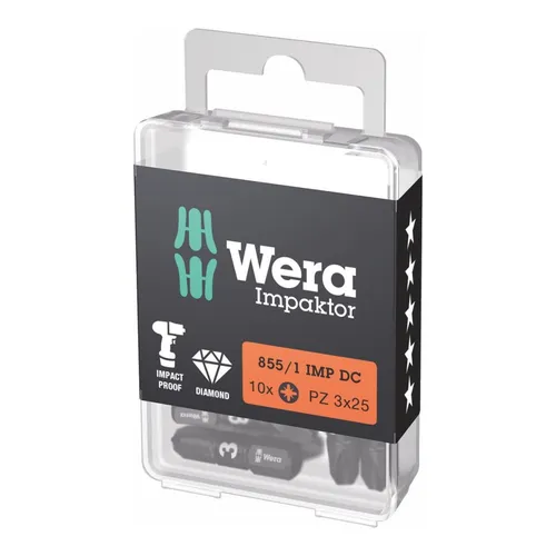 Wera Bit-Sortiment Bit-Box Impaktor 1/4" DIN 3126 C6,3 PZ3 x 25 mm 10er Pack - 5157622001