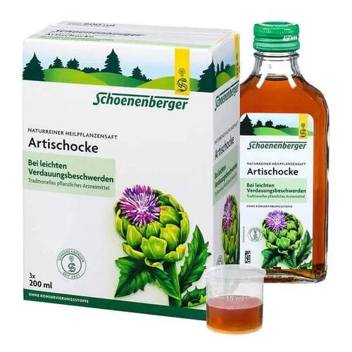 Schoenenberger Naturreiner Heilpflanzensaft Artischocke - Arzneimittel zur Unterstützung der Verdauung mit 100 % biologischem Artischockenpresssaft, der natürliche Bitterstoffe enthält und den Stoffwechsel anregt.