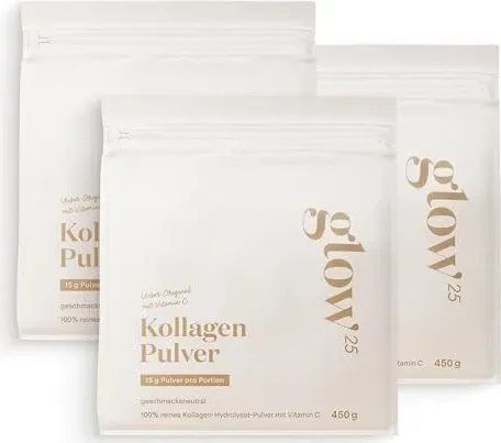 Glow25 Collagen Plus 450g - Original Kollagen Pulver mit Biotin, Zink und Vitamin C, für straffe Haut und gesunde Haare