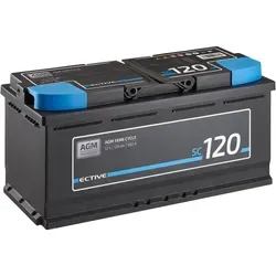 ECTIVE Semi Cycle SC120 AGM Versorgungsbatterie 120Ah - AGM-Batterie für vielseitige Anwendungen, wartungsfrei und korrosionsbeständig – ideal für Automobile, Boote und Camping.