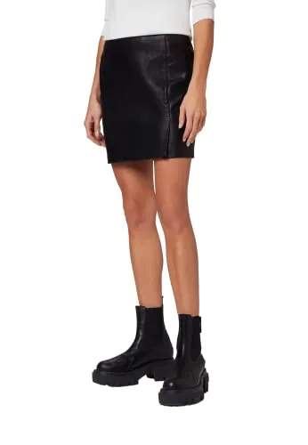 RICANO RIA - Damen Leder-Rock aus echtem Lamm Leder (Premium Glattleder) – schwarz (Schwarz, S)