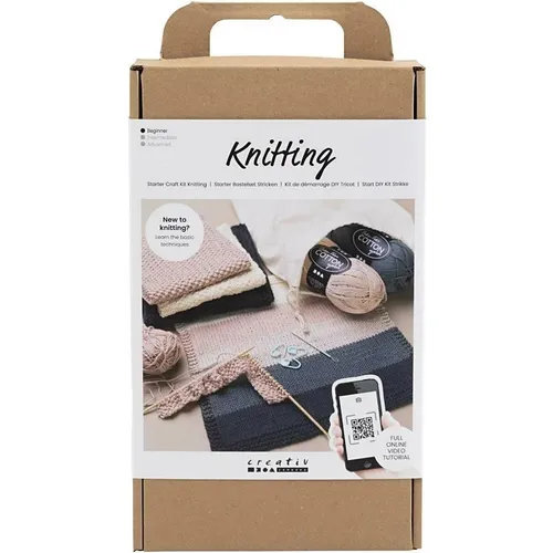 Creativ Company Knitting Kit Learning Set - Beginner - Schreibutensilien für kreative Einsteiger, ideal zum Erlernen der Stricktechnik mit umfassendem Zubehör.