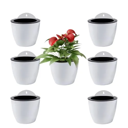 ShoppeWatch Selbstbewässernde Wand Blumentopf Hängend 7 Stück | Wandvasen für Pflanzen Blumen, Innen- und Außenbereich | Pflanzen Wand Mittelgroß, 12,7 cm PL34