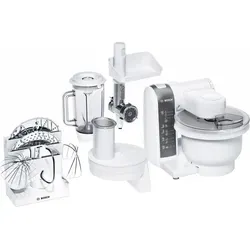 Bosch MUM 4855 - Weiße Küchenmaschine - Vielseitige Küchenmaschine mit 600 Watt Leistung und 3,9 l Schüssel für müheloses Kneten und Mixen. Inklusive Patisserie-Set für perfekte Backergebnisse und spülmaschinenfestem Zubehör.