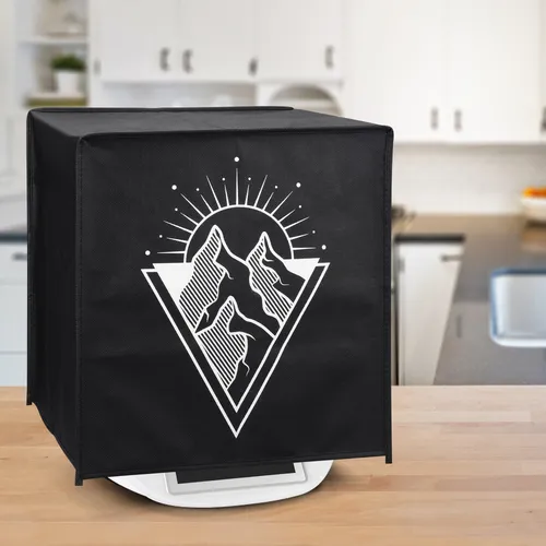 kwmobile Hülle kompatibel mit Thermomix TM5 / TM6 - Küchenmaschine Abdeckhaube - in Weiß Schwarz Minimalismus Gebirge