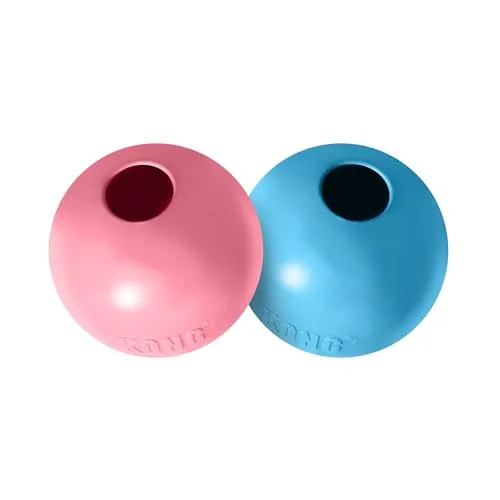 KONG Puppy Ball mit Loch - Weiches & Strapazierfähiges Hundespielzeug aus Naturkautschuk für Zahnende Welpen - Für Kleine Welpen