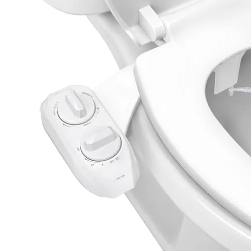 LUXE Bidet NEO 185 Plus – Mechanischer Bidet-Toilettensitzaufsatz der nächsten Generation mit innovativen EZ-Lift-Scharnieren, Doppeldüsen und 360°-Selbstreinigungsmodus (weiß)