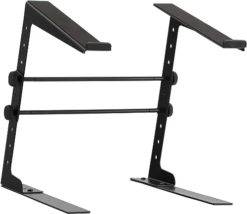 Pronomic LS-110 Laptop Stand mit Klammern - Laptop-Ständer für DJs und Musiker, 5-fach höhenverstellbar und 3-fach breitenverstellbar, inkl. Klammern zur sicheren Befestigung, sorgt für optimale Luftzirkulation unter dem Notebook.