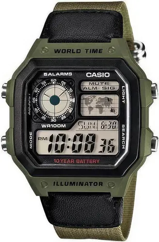 Casio AE-1200WHB-3B Herren Digitaluhr mit 10 Jahren Akkulaufzeit und wasserdicht bis 100m