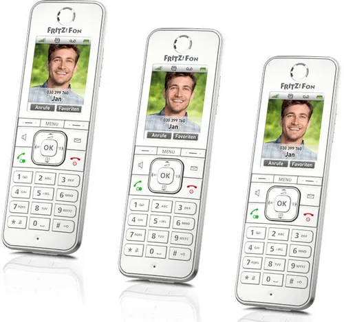 AVM FRITZ Fon C6 Trio - Schnurloses DECT Telefon für besten Empfang - Festnetztelefone mit HD-Voice für kristallklaren Klang und integrierten Smart-Home-Funktionen.