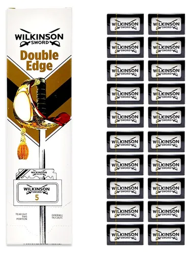Wilkinson Rasierklingen Double Edge Doppelseitig - Herren Rasierklingen, 20 Klingen für eine gründliche und sanfte Nassrasur, ideal für den perfekten Rasurkomfort.