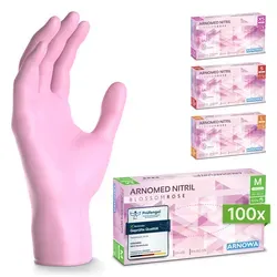 ARNOMED RAINBOW NITRIL BLOSSOM ROSE Nitrilhandschuhe rosa puderfrei, VE 100 Stück 8/M