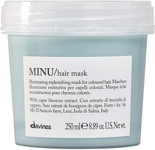 Davines Minu Pak Hair Mask 250ml - Haarkuren – Leuchtkraftverstärkende Haarkur für coloriertes Haar, schützt vor Farbverblassen und sorgt für extra Pflege und Glanz dank Salina Kapernblüten.