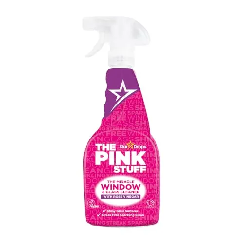 Pink Stuff Spray Fensterrosenessig, 850 ml - Effektiver Glas- und Oberflächenreiniger mit Rosenduft. Ideal für streifenfreies Reinigen und sorgt für ein frisches Ambiente in Ihrem Zuhause.