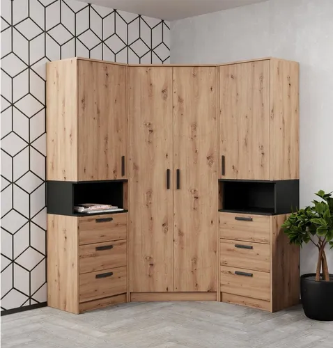 Marmex Garderoben-Set Grant G17 – 2 Regale & Eckschrank - Garderoben-Set mit 2 Regalen und Eckschrank, ausgestattet mit Soft-Close-Türen für leises Schließen, ideal für einen modernen Flur.