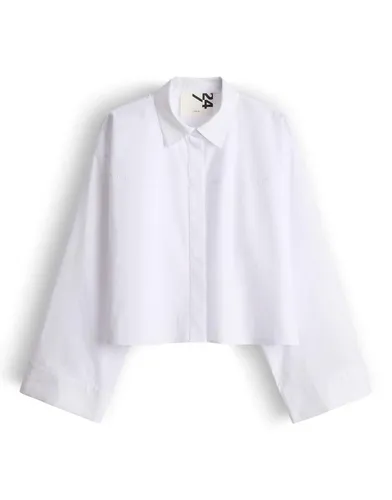 OPUS Damen Langarmbluse | Boxy Hemdbluse aus Baumwoll Popelin Loose Fit White, Größe 42 - Die OPUS Boxy Hemdbluse vereint modernes Design und Komfort. Ideal als Basic für jede Garderobe, bietet sie eine weite Passform und angenehmes Tragegefühl aus hochwertiger Baumwolle. Perfekt für stilvolle Outfits.