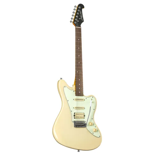 J&D E-Gitarre JM20 RW IV Ivory - Vielseitiger Sound - Die J&D JM20 Ivory bietet Einsteigern und Fortgeschrittenen eine exzellente Bespielbarkeit und ein einzigartiges Vintage-Feeling. Mit hochwertigem Ginkgo-Korpus und HSS-Tonabnehmern ist sie ideal für diverse Musikstile.