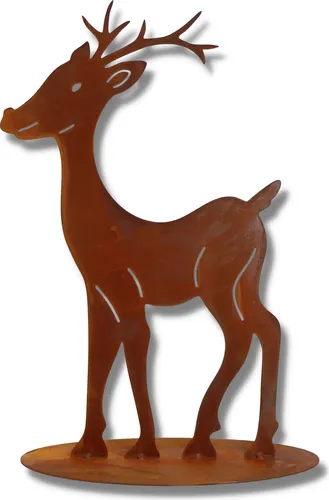 Rostikal Edelrost Gartendeko Rentier 40 cm – Charmante Deko für Garten und Zimmer - Das 40 cm hohe Rentier aus echtem Metall mit Edelrost-Finish bringt rustikalen Charme in Ihr Zuhause. Perfekt als stilvolle Weihnachtsdekoration für drinnen und draußen oder als besonderes Geschenk.