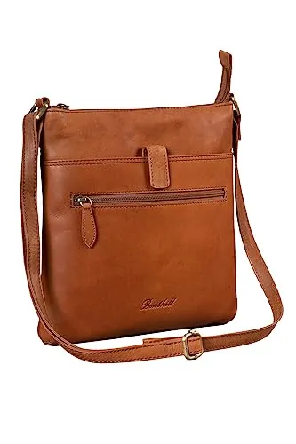 Benthill Umhängetasche Damen - Echt Leder Shopper Handtasche - Umhängetasche aus echtem Leder mit praktischem Reißverschlussfach, ideal für stilvolle Aufbewahrung und täglichen Gebrauch.