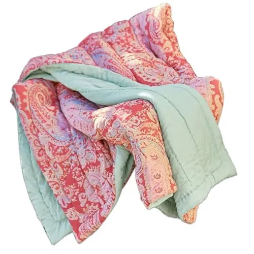 Loberon Plaid Aram, Traumhaftes Paisley-Muster, Unifarbene Rückseite, Wohntextilien, Wohndecke, Tagesdecke, Wendedecke, Baumwolle, bunt