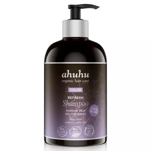 ahuhu COLOR REFRESH Shampoo Cool Blond (500ml) – Silbershampoo Anti Gelbstich für blondes & graues Haar, Feuchtigkeit & Haarpflege, vegan & silikonfrei