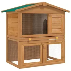 Kaninchenstall Kleintierhaus Hasenstall mit 3 Türen - Kleintierkäfige aus hochwertigem Holz, mit großzügigem Platzangebot und sicherem Drahtgitter für optimale Luftzirkulation und Schutz. Ideal für Kaninchen, mit einfacher Reinigung durch herausziehbares Schubfach.