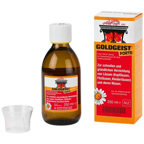 Goldgeist Forte Flüssigkeit 250 ml - Läusemittel zur schnellen und gründlichen Vernichtung von Kopfläusen, Filzläusen und deren Nissen – effektiv und zuverlässig.