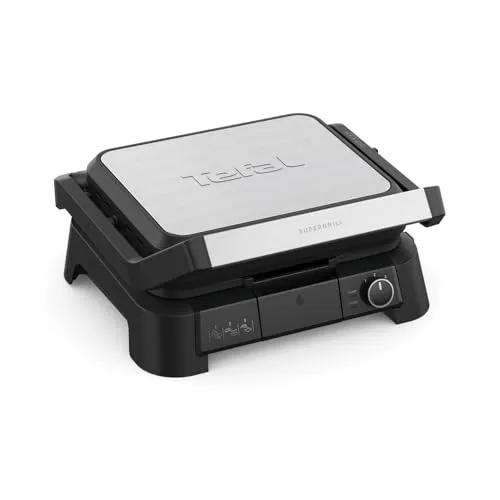 Tefal Kontaktgrill GC510D SuperGrill 3-in-1 - Grill mit 2000 W Leistung, BBQ-Funktion und 3 Temperatureinstellungen für vielseitigen Genuss. Platzsparendes Design mit vertikaler Lagerung.