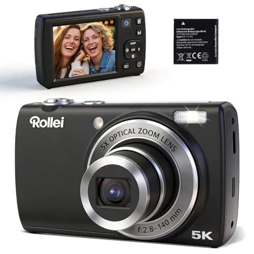ROLLEI Powerflex Compact Digitalkamera Schwarz - Digitalkamera mit 5x optischem Zoom und 2,8" IPS-Display für brillante Aufnahmen und einfache Bedienung.