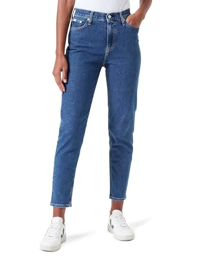 Calvin Klein Jeans MOM JEAN - Konisch zulaufend Damen, Denim Dark, 31W - Jeans für Damen im Mom Fit, bietet hohen Tragekomfort und optimale Bewegungsfreiheit. Ideal für Büro und Freizeit. Hergestellt aus Better-Cotton-Initiative Baumwolle.
