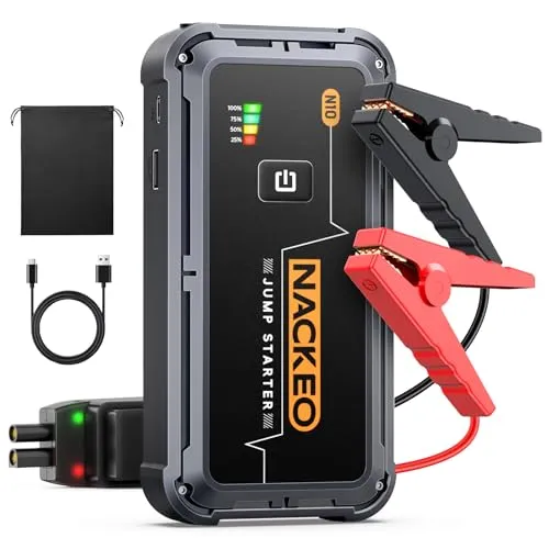 5000A Starthilfe Powerbank für PKW – Tragbarer Batterie Booster für 12V Fahrzeuge - Leistungsstarker Starthilfe Booster mit 5000A für Benzinmotoren bis 9L und Dieselmotoren bis 8,5L. Kompakt, sicher und ideal für unterwegs. Inklusive LED-Licht für Notfälle.