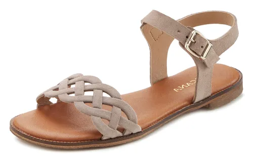 LASCANA Sommerschuh Sandale für Damen, Gr. 44, beige - Elegante Sandale aus 100% Rindsleder mit weicher Innensohle und Cut-Outs, ideal für warme Sommertage. Perfekt für lässige Outfits.