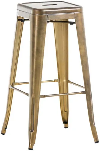 TPFLiving Barhocker Joy - Metall Gold - Moderner Barhocker aus pulverbeschichtetem Metall im Industrial Design. Stabil und pflegeleicht, ideal für die Küche oder die Bar. Stapelbar für platzsparende Lagerung.