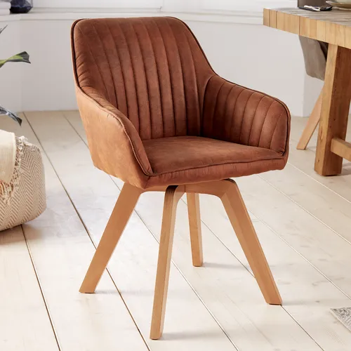 riess-ambiente Polsterstuhl LIVORNO vintage braun - Polsterstuhl mit drehbarer Armlehne, ideal für Esszimmer. Hergestellt aus pflegeleichter Microfaser und kombiniert mit eleganten Esstischen der FINCA-Serie.