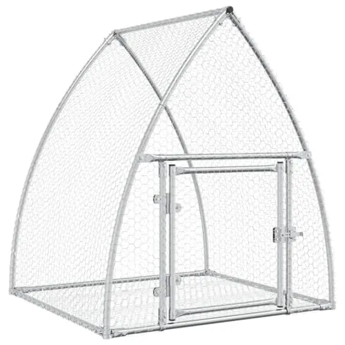vidaXL Hasenstall, Freilaufgehege für Kleintiere, Outdoor Kaninchenkäfig Kaninchenstall Hasenkäfig, Kaninchen Freigehege, Silbern 100x105x120cm Verzinkter Stahl