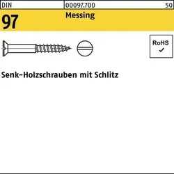 DIN 97 Senkkopf-Holzschraube 3x50 Messing blank Schlitz, 200 Stück - Hochwertige Holzschrauben DIN 97 aus Messing, ideal für langlebige Verbindungen in Holzprojekten. Lieferung in praktischer 200er-Packung.