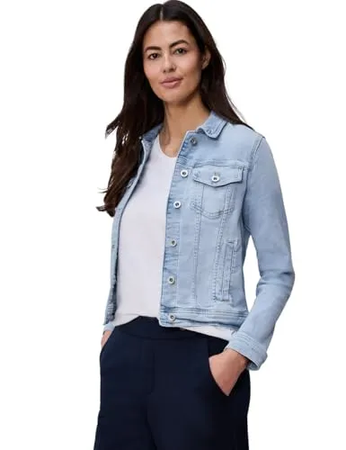 STREET ONE Jeansjacke - Damen Übergangsjacke in hellem Denim - Modische Damen Jeansjacke von STREET ONE mit klassischem Hemdkragen und praktischen Brusttaschen. Der angenehme Baumwollmix bietet Komfort und Bewegungsfreiheit – ideal für lässige Looks im Alltag.