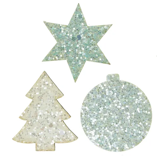 Streudeko Weihnachten Weiß/Türkis Sterne Kugeln Bäume 36 St