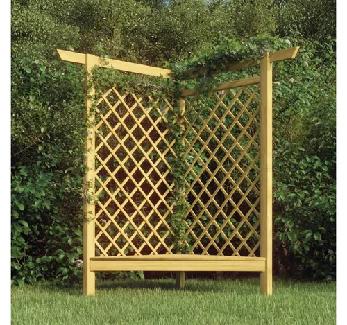 furnicato Holz-Eckpergola mit Sitzbank 166x81x174 cm - Attraktive Holz-Eckpergola mit integrierter Sitzbank, ideal für Ihren Garten. Gefertigt aus grün imprägniertem Massivholz, bietet sie eine stabile Rankhilfe für Pflanzen und einen einladenden Platz zum Entspannen.