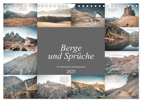 Berge und Sprüche zur Motivation und Inspiration (Wandkalender 2025 DIN A4 quer)