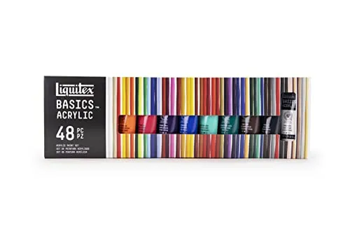 Liquitex 101048 Basics Studio Acrylfarbe, 48 Farben in 22 ml Tuben aus hochwertige und beständige Pigmente, sehr deckende Farben, ausgezeichnete Lichtbeständigkeit, wasserfest