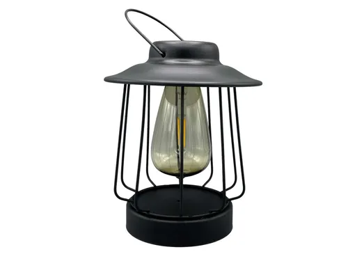 Coen Bakker Deco BV LED Solarleuchte, Lichtsensor, LED, warmweiß, Laterne schwarz Metall Retro-Optik 16x18cm