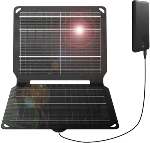 FlexSolar 10 W tragbares Solarpanel-Ladegerät ,wasserdichtes IP67 faltbares Solarpanel mit USB-Anschluss kompatibel mit iPhone Xs/X/8/7,iPad,Camping,Rucksackreisen,E-10,E-10W,Fold: 7.6x 8.8x 0.7 inch