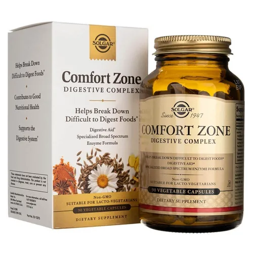 Comfort Zone Digestive Complex 90 pflanzliche Kapseln von Solgar - Vitamine & Mineralien: Unterstützt die Verdauung mit effektiven, vegetarischen Inhaltsstoffen für alle Altersgruppen. Ideal für eine gesunde Darmflora.
