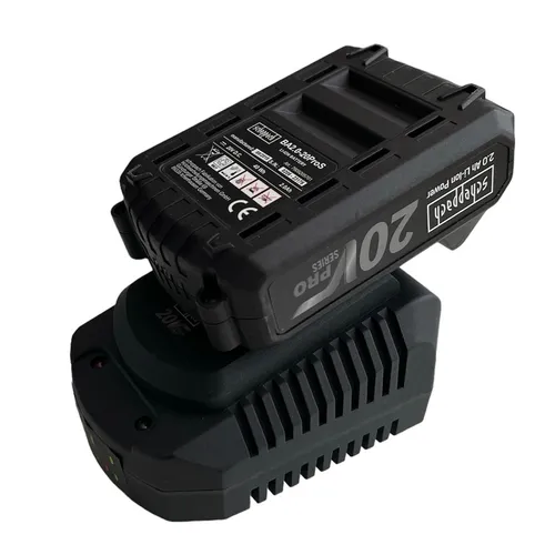 Scheppach SK2.0-20ProS Ladegerät + 20V Akku - Elektrowerkzeug-Akkus mit 2 Ah Kapazität, ideal für langlebige Leistung und schnelle Ladezeiten, perfekt für DIY-Projekte und professionelle Anwendungen.