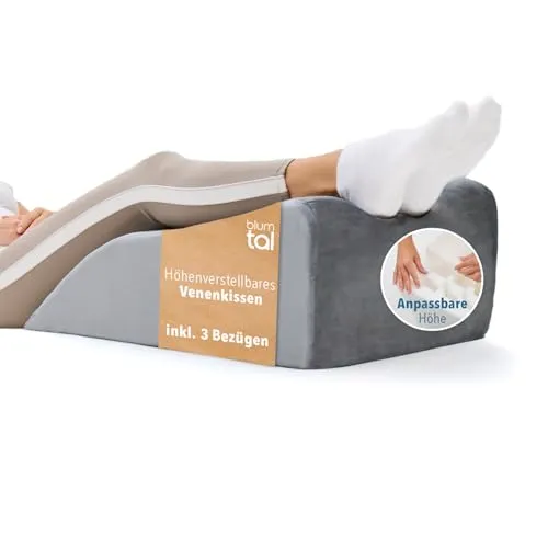 Blumtal Venenkissen - Ergonomisches Beinkissen gegen schwere Beine - Venenkissen für optimalen Schlafkomfort, höhenverstellbar und mit abnehmbarem Bezug, ideal für Entspannung zu Hause oder beim Camping.