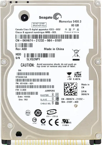 Festplatte Dell 80Gb ST980815A 8Mb Cache 5400Rpm ATA/100 2,5" Zoll 0KH674