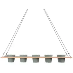UNUS Kräuterbar Pflanzenregal Grün Bambus 100 x 16 cm Kräuterregal zum Aufhängen mit Drahtseil, Kräuterhalter für Küche, Balkon, Terrasse, Nachhaltiges Hängeregal für Pflanzen und Kräuter