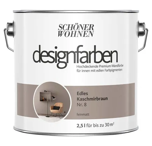 Schöner Wohnen Designfarbe Edles Kaschmirbraun 2,5 Liter - Premium Wandfarbe für innen, hochdeckend und frei von Konservierungsmitteln. Ideal für Neu- und Renovierungsanstriche mit außergewöhnlicher Farbtiefe.