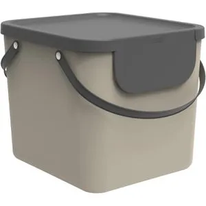 Rotho Mülleimer Albula 40L, Cappuccino - Praktisches Abfalltrennsystem, geruchssicher und stabil bis 40 kg. Ideal für Küche und Büro, platzsparend und mit ergonomischen Tragegriffen. Set aus 3 Stück für einfache Mülltrennung.